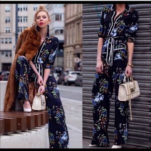 Zara Navy Floral Jumpsuit